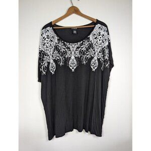 Catherines Top Womens Size 2X Tunic Studded Embroidered Boho Stretch Lightweight